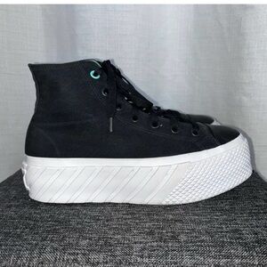 Converse Black Canvas Platform High-Top Sneakers with White Sole